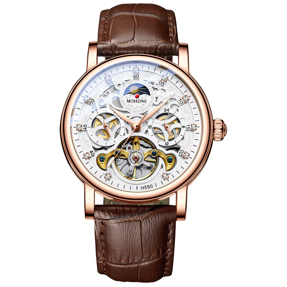 Montres mécaniques de luxe BINBOND pour hommes, squelette lumineux, étanches, automatiques, tourbill