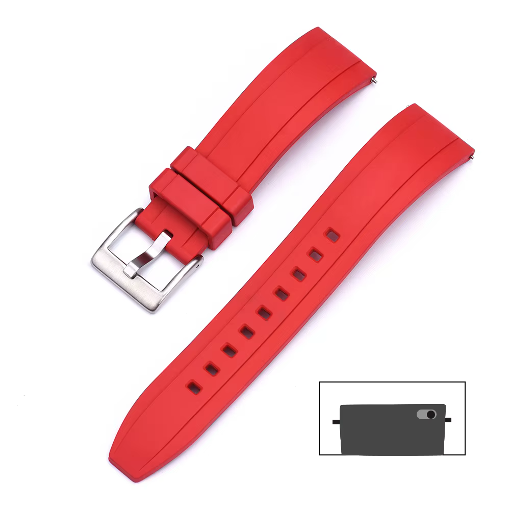 Bracelet de montre en caoutchouc FKM vulcanisé de qualité supérieure 18mm 19mm 20mm 21mm 22mm 23mm 2