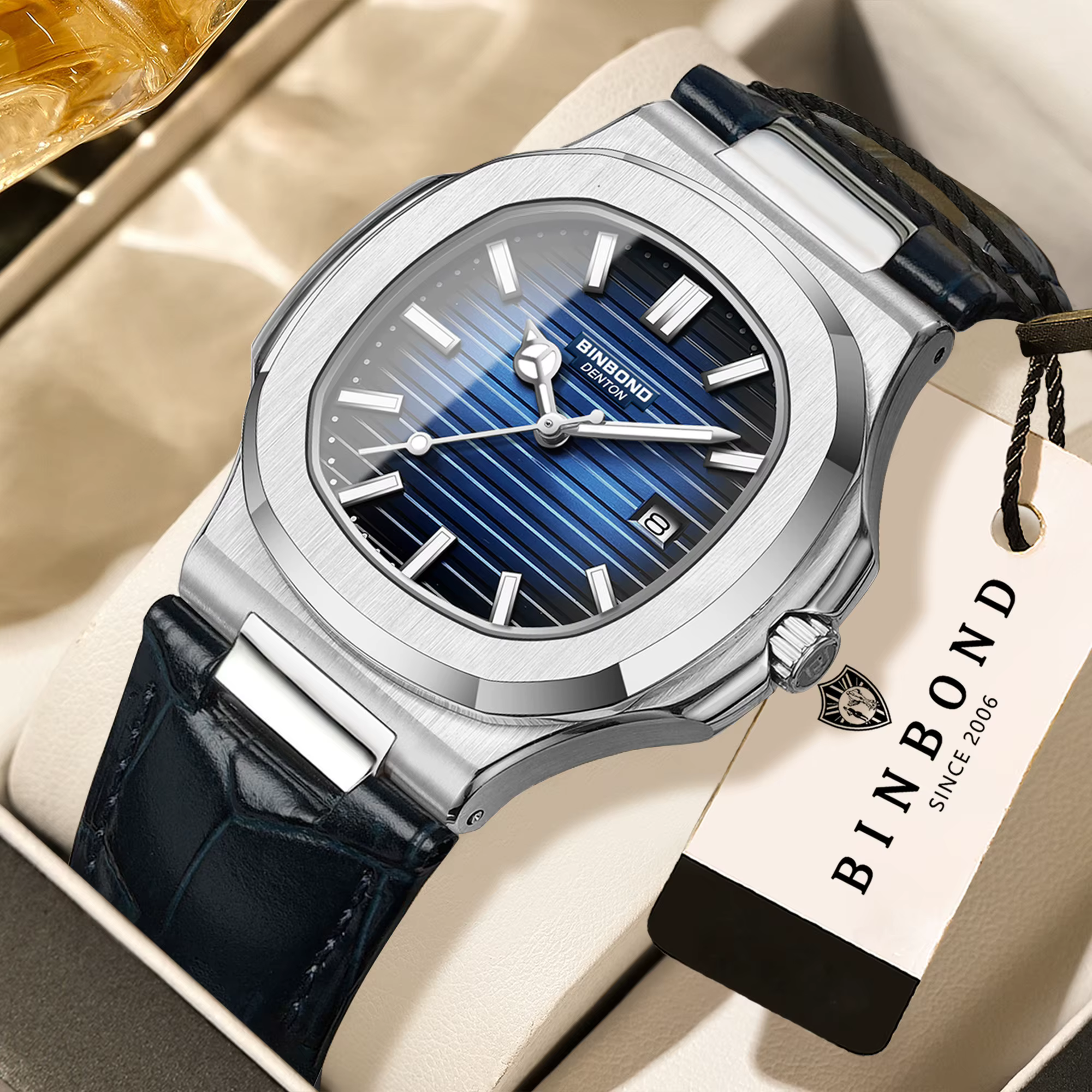 BINBOND – montre-bracelet à Quartz pour hommes, de luxe, lumineuse, étanche, avec Date automatique, 