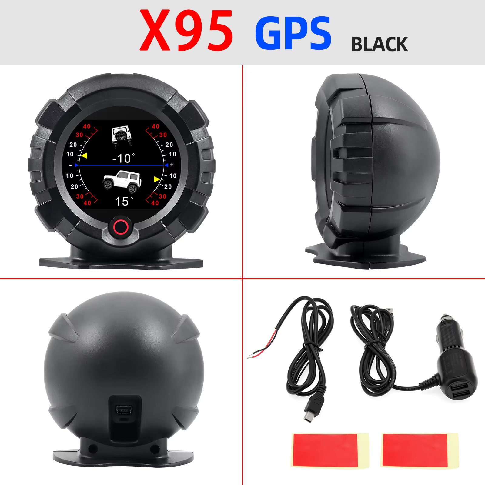 X95 GPS affichage tête haute compteur de pente horizontale inclinomètre compteur de vitesse boussole