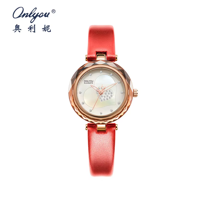 ONLYOU Nouvelle montre de luxe pour femme avec un bracelet en cuir véritable, élégante et élégante, 