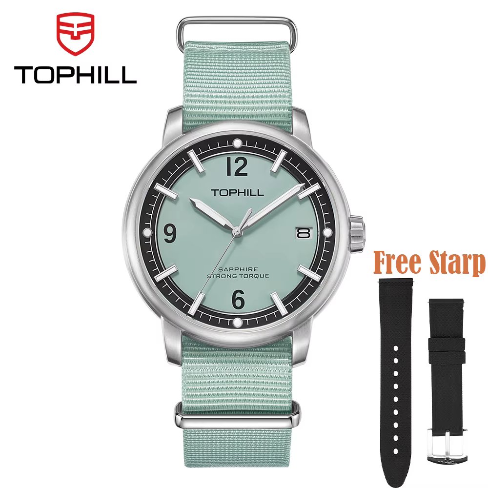 TOPHILL – montre Vintage pour hommes, mouvement à Quartz C3, verre saphir lumineux, cadran sablé, ét