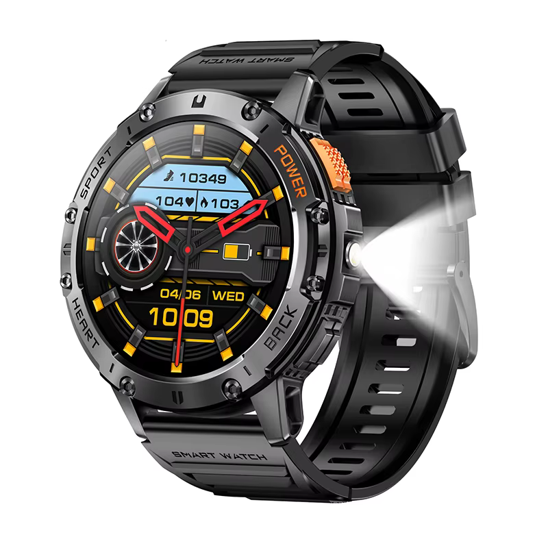 Pour Android ios nouvelle montre intelligente AMOLED hommes avec lampe de poche sport étanche Fitnes