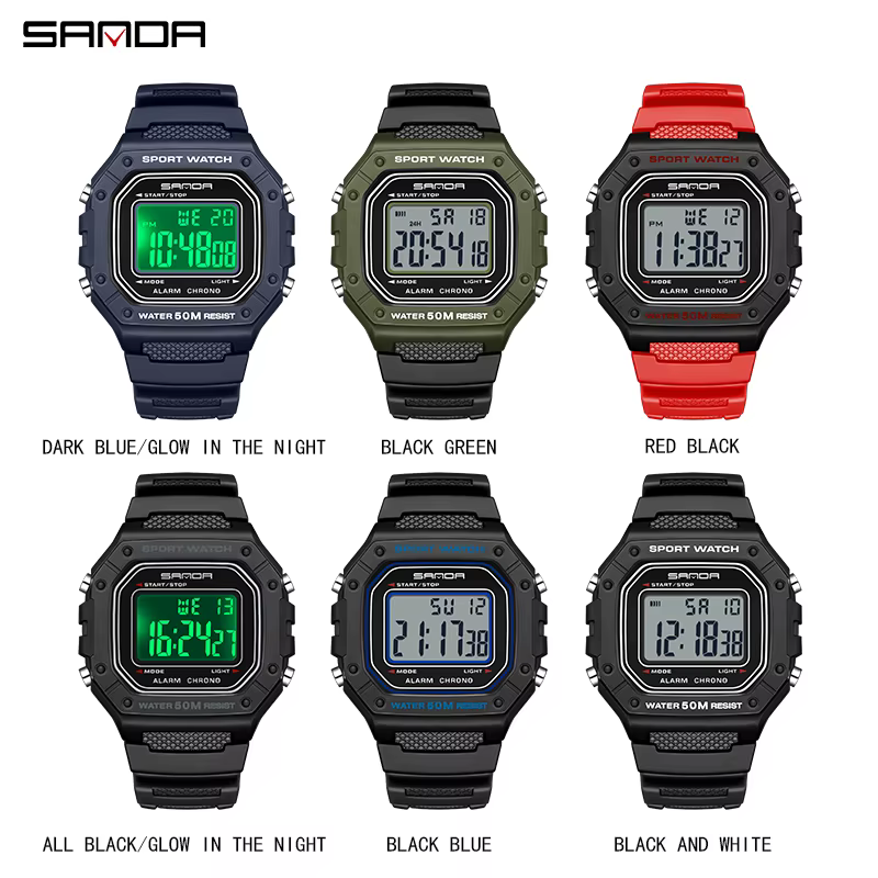 SANDA 2156 mode hommes montre militaire résistant à l'eau Sport montres armée grand cadran Led montr