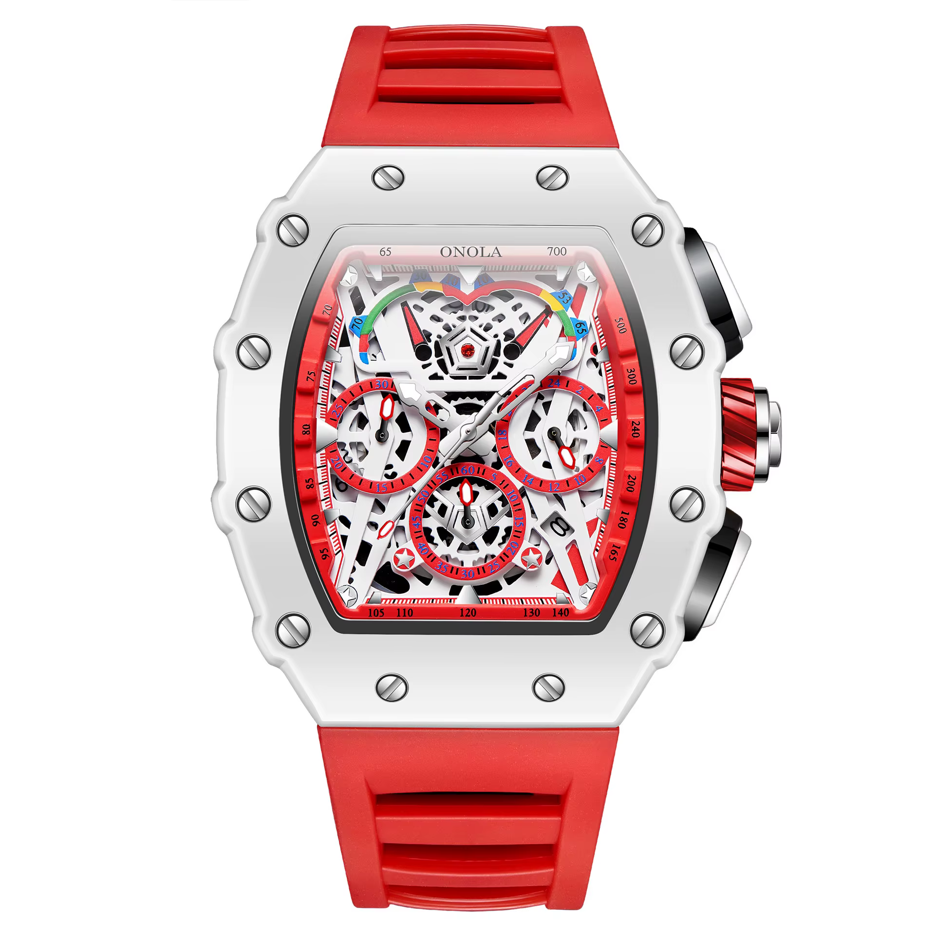 Montres pour homme ONOLA 6827W tendance blanc hommes montre étanche chronographe Quartz montre-brace