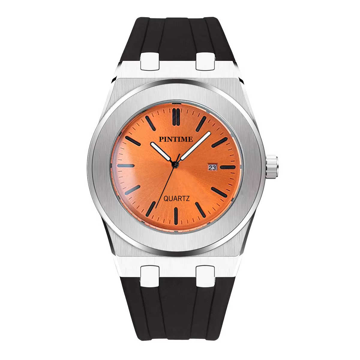 Montre à quartz pour homme, avec un design luxueux et tendance, bracelet en silicone, calendrier, fo