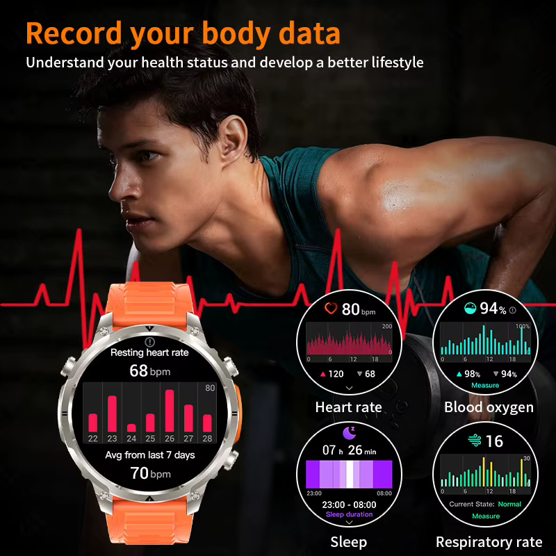 LIGE 2026 nouveau GPS Smartwatch homme 720mAh batterie IP68 étanche Bluetooth appel 1.7 "HD sport la