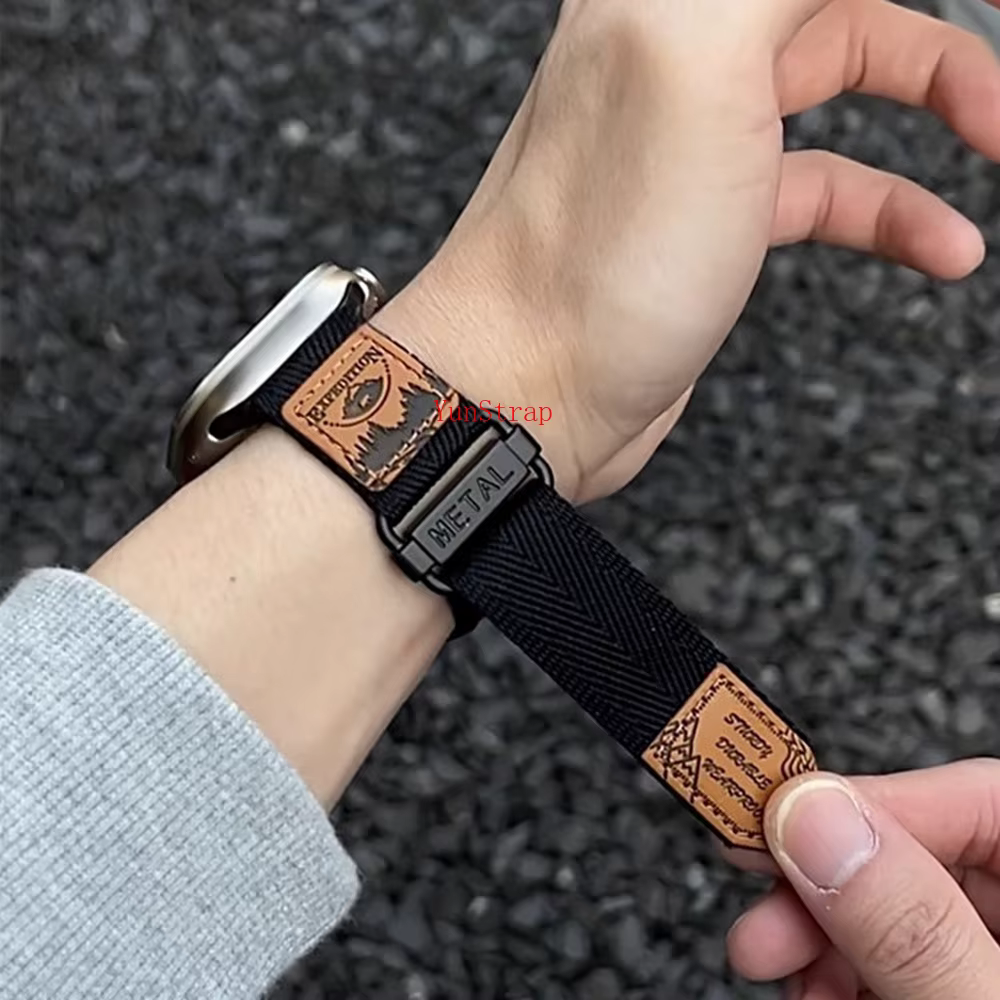 Bracelet en Nylon à boucle pour Apple Watch, 49mm 46mm 45mm 44mm 42mm 41mm 40mm, iWatch Ultra 2 SE 1