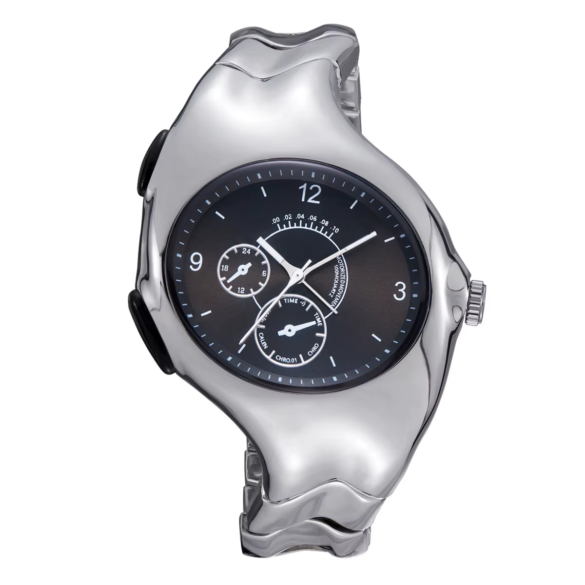 Montre OULM NEW Alien Retro Twisted Case Y2k Quartz pour homme, cadran argenté ovale, design unique 