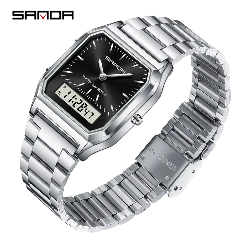 SANDA-Montres numériques à quartz pour femmes, étanche, décontracté, mode, degré d'usure, bracelet e