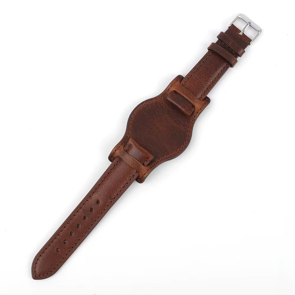 Bracelet de montre en cuir véritable pour homme, 18mm, 20mm, 22mm, avec polymères, fait à la main