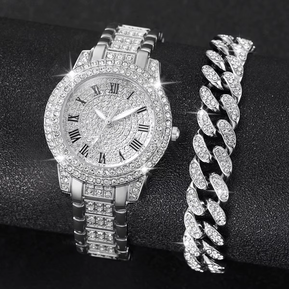 2 pièces mode diamant femmes montres montre en or dames montres de luxe strass femmes Bracelet montr
