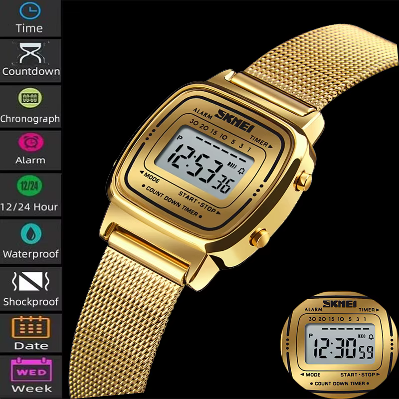 Skmei femmes Bracelet robe montres marque de luxe Bracelet en acier inoxydable mode étanche numériqu