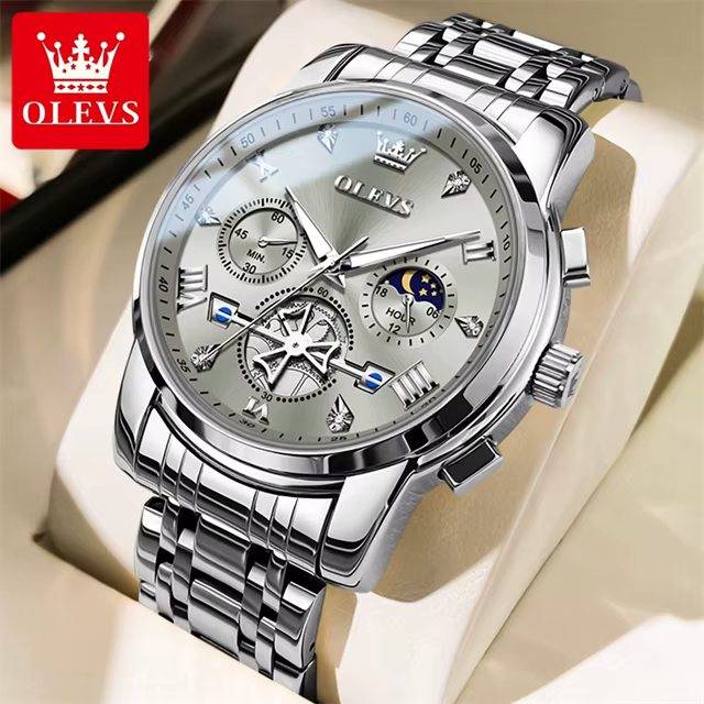 OLEVS montre à Quartz originale pour hommes à la mode squelette volant conception étanche 24 heures 