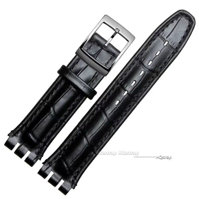 Bracelet en cuir véritable anti-transpiration pour hommes et femmes, bracelet Swatch, ceinture de ha