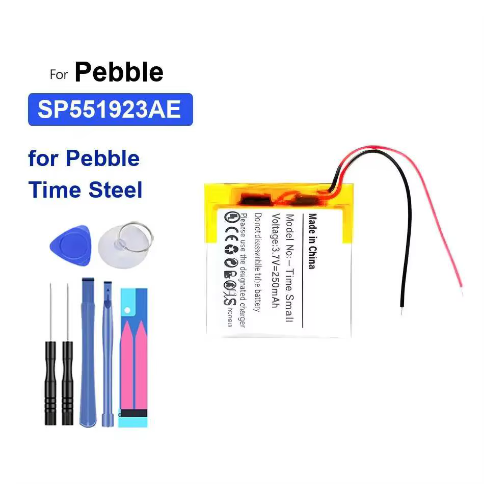 Batterie de montre intelligente haute capacité 250 mAh pour Pebble Time Steel SP551923AE