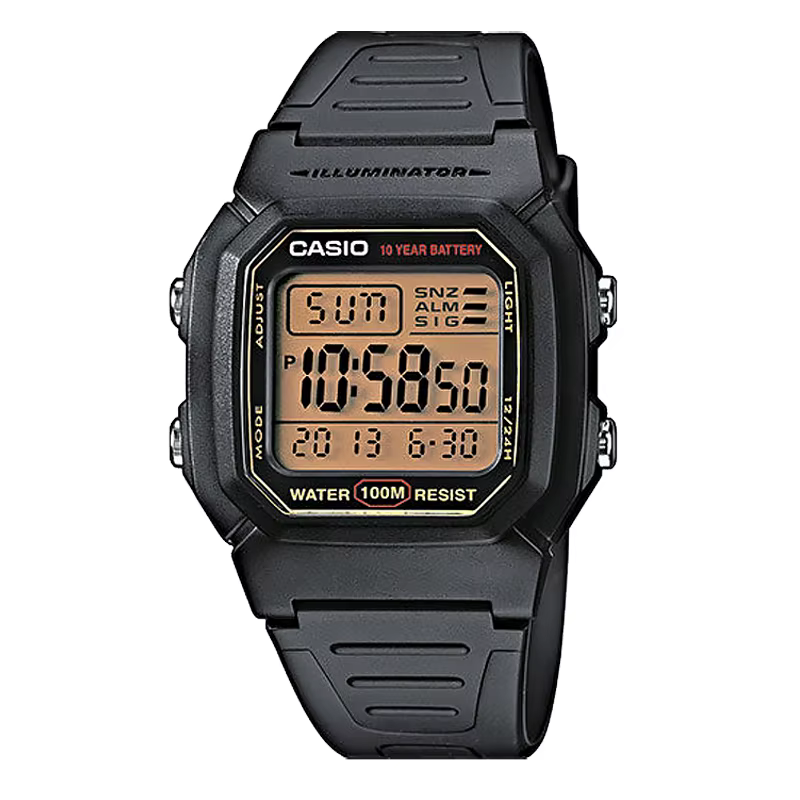 Casio W800HG | Montre numérique pour homme | Résistance à l'eau de 100 mètres | Chronomètre 10
