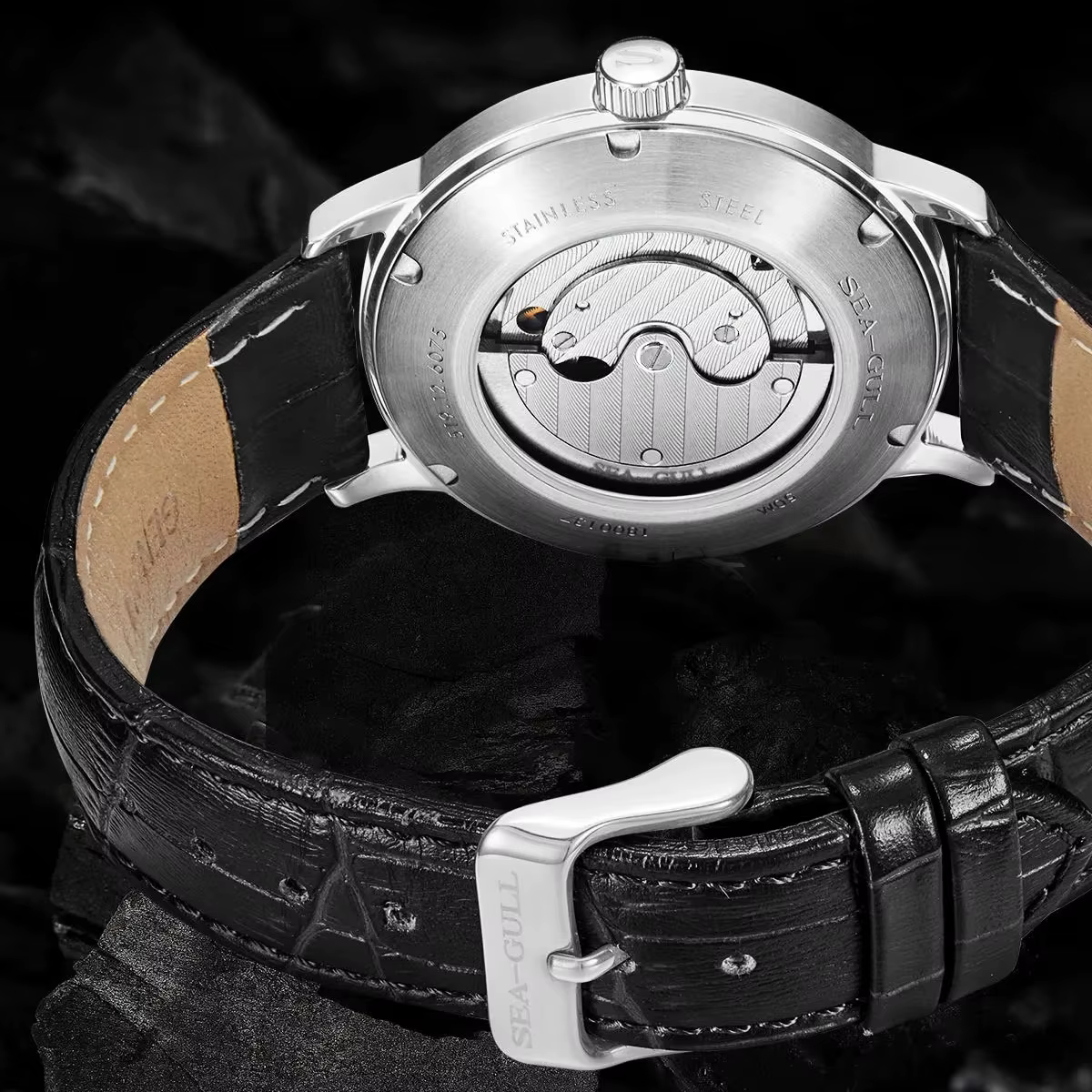 Seagull nouvelle montre d'affaires montres mécaniques pour hommes 50 m étanche en cuir Valentine