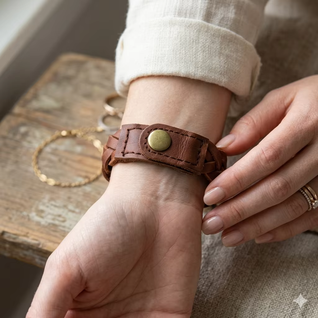 Bracelet Vintage en cuir véritable tressé pour hommes et femmes