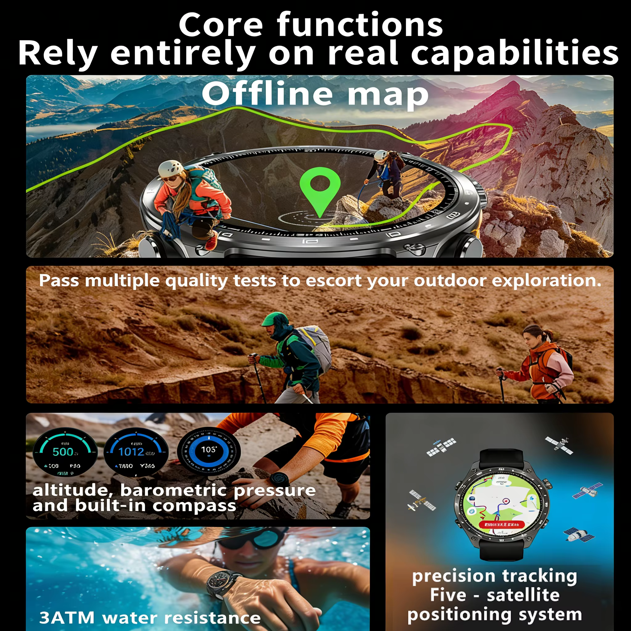 Montre connectée GPS 2026 pour activités de plein air HD300Pro