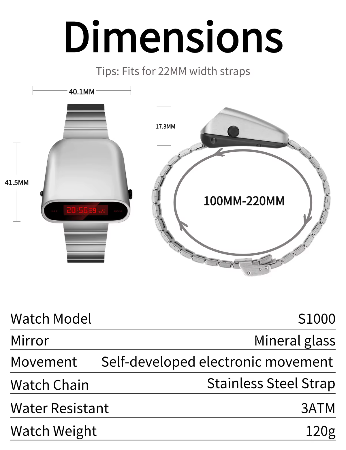 Montre numérique steampunk BENLYDESIGN S1000 pour homme