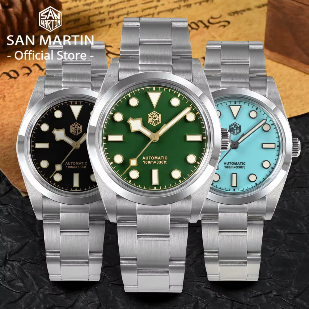 San Martin Vintage 36mm BB36 explorer série d'escalade luxe hommes montre Couples Sport montres automatique mécanique 10Bar Relogio