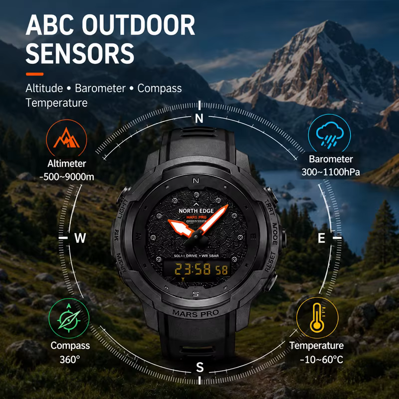 Montre de plein air NORTH EDGE MARS PRO pour hommes