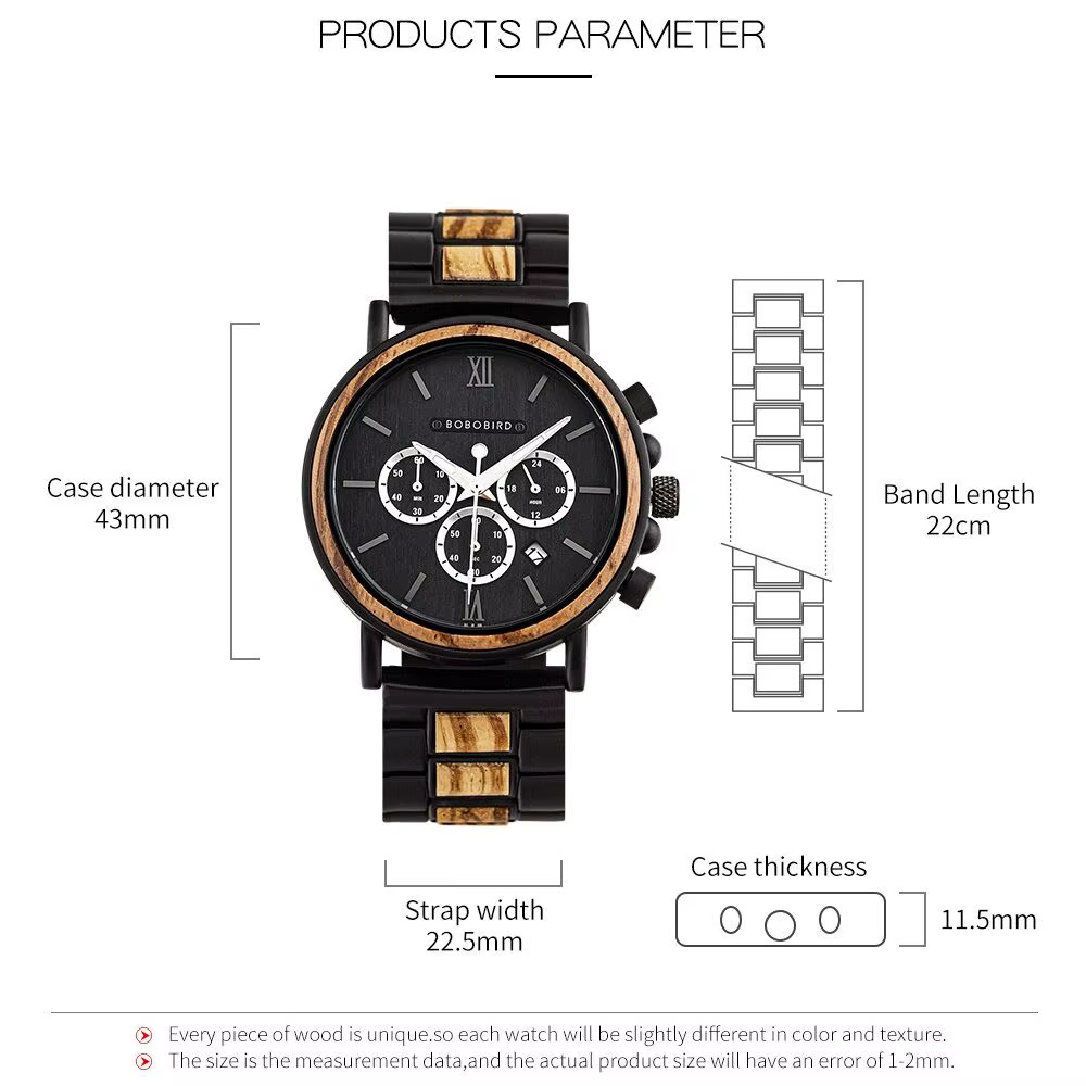 BOBO BIRD marque montres hommes en bois montre de mode