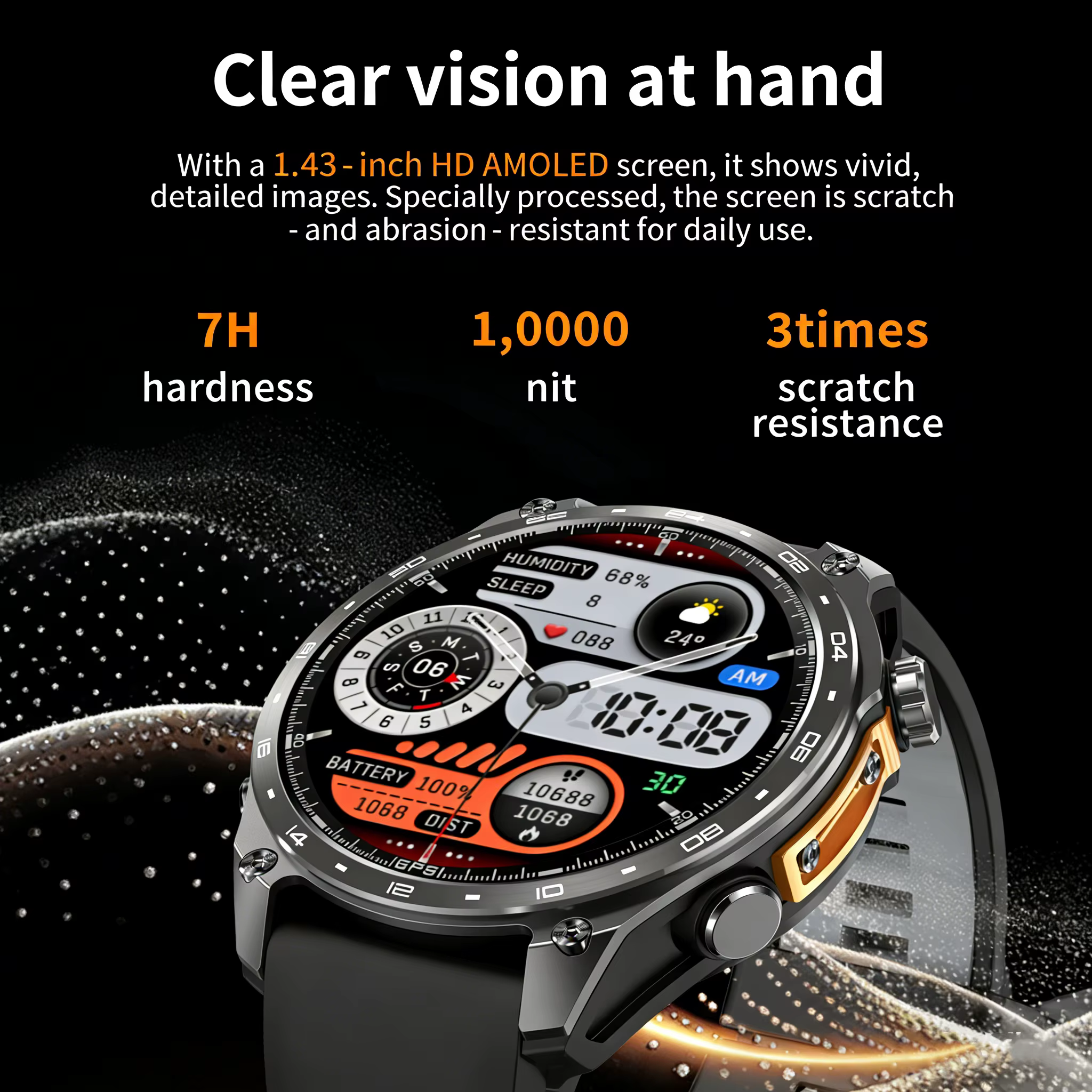 Montre connectée GPS 2026 pour activités de plein air HD300Pro