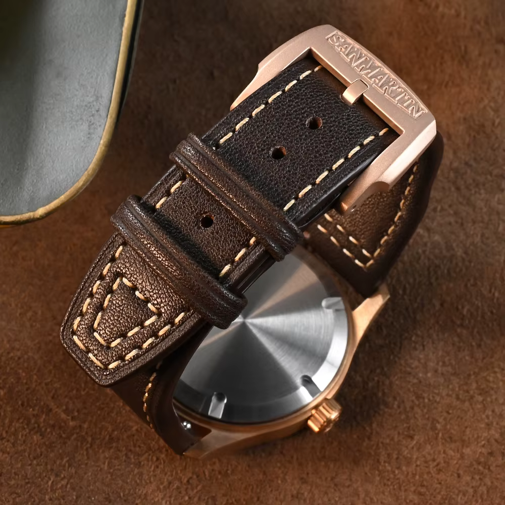 San Martin Logo Bronze boucles ardillon 18mm fermoir de montre 20mm pour bracelet stérile 22mm Boucle Fibbia Orologio brossé Durable bricolage