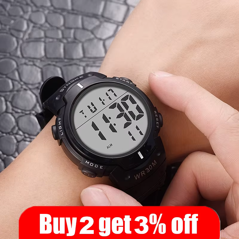 Montre de sport numérique LED étanche pour homme