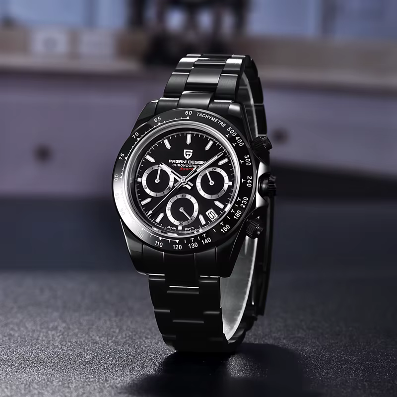 PAGANI DESIGN – montre à Quartz noire pour hommes
