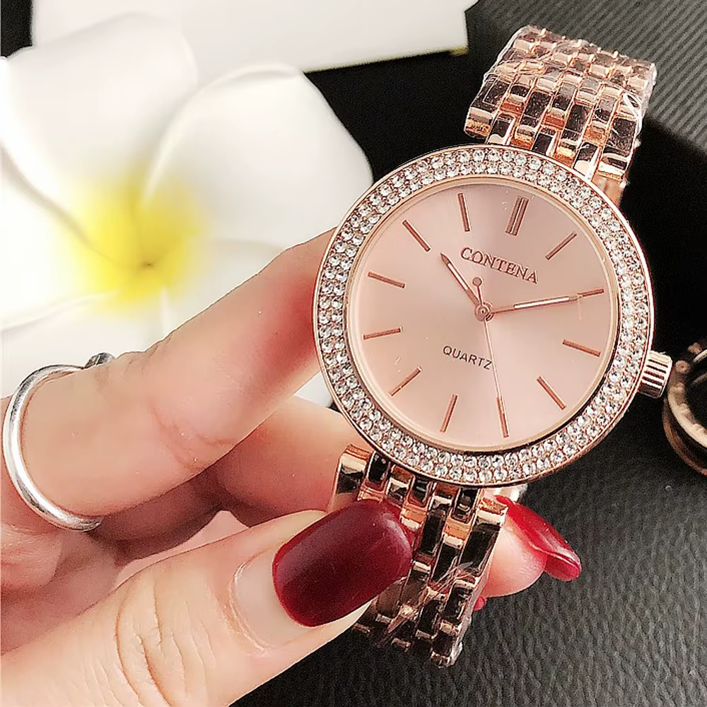Reloj Mujer nouvelle montre en or pour femmes mode décontracté rond strass Quartz luxe dames montres Relogio Feminino