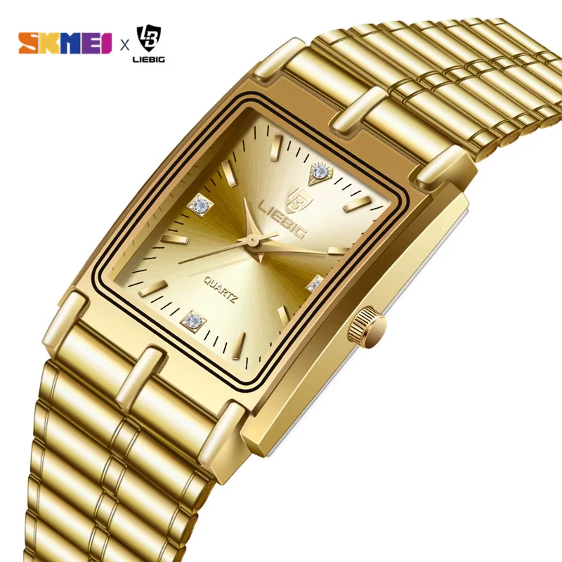 2022 luxe or Bracelet en acier montres femme mâle horloge montre à Quartz dorée pour hommes femmes
