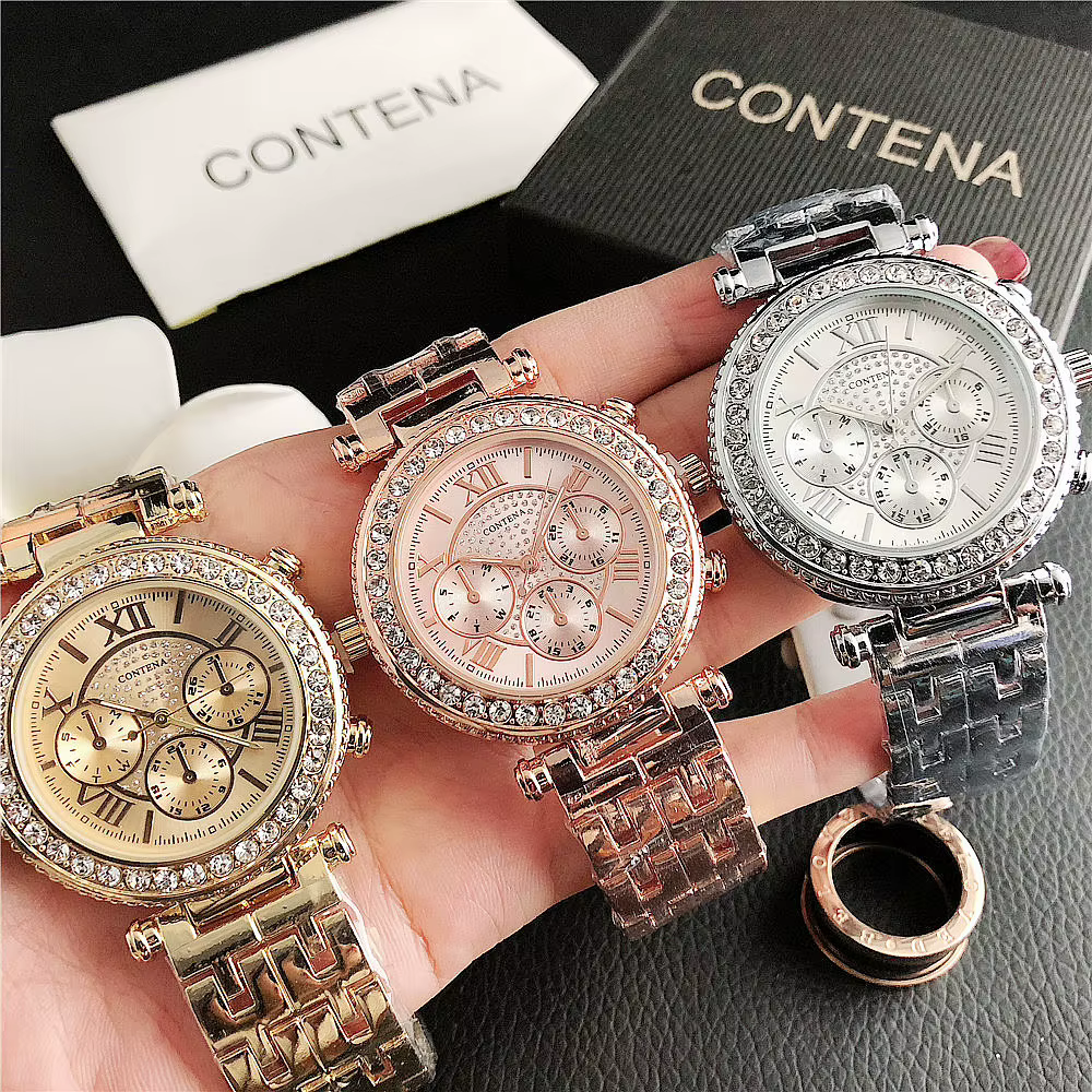 Montre-bracelet à Quartz avec strass pour femmes