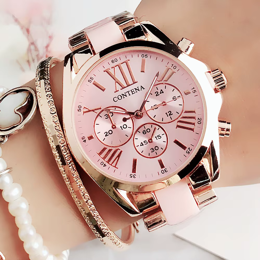 Mode rose femmes montres de luxe haut marque dames Montre-bracelet Style chaud Montre à Quartz Femme horloge Relogio
