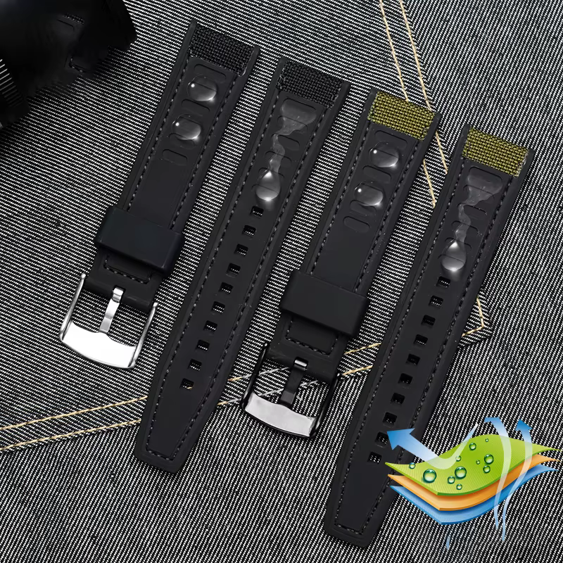 Bracelet de montre à semelle en caoutchouc de silicone en toile pour SeATM