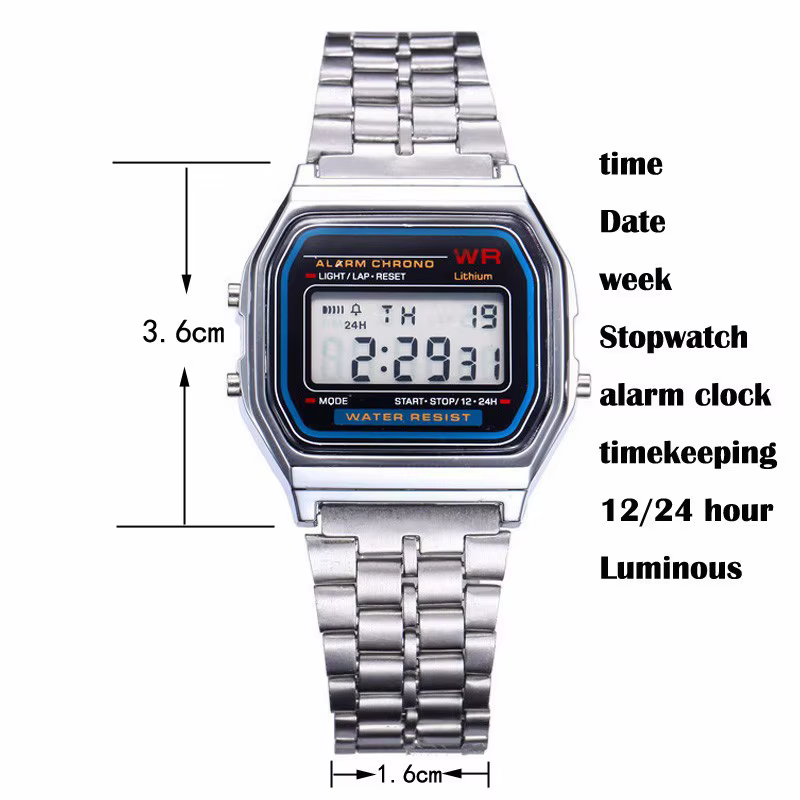 Femmes hommes unisexe montre or argent noir Vintage LED numérique sport militaire montres électronique