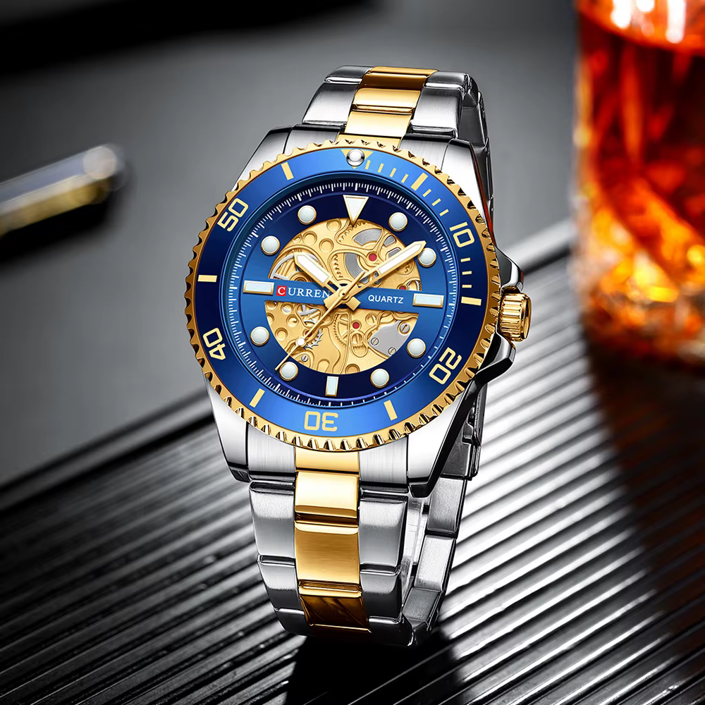CURREN montres imité conception mécanique horloge à Quartz hommes bracelet en acier inoxydable