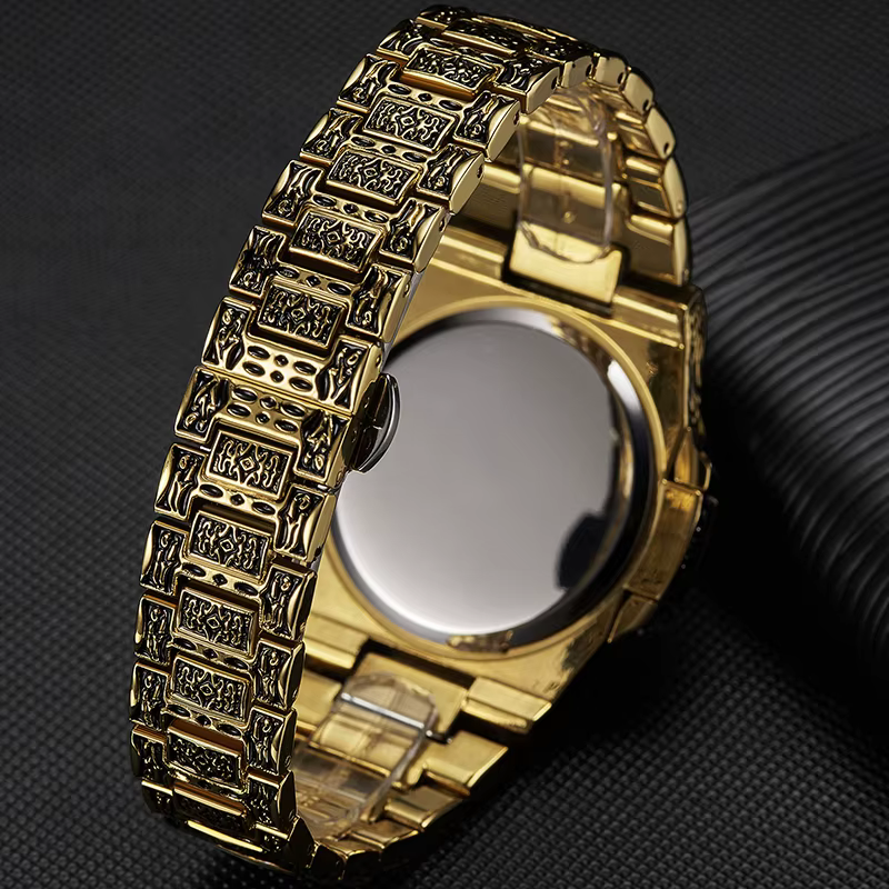 ONOLA rétro haut de gamme montre à Quartz hommes montre-bracelet étanche mode décontracté doré classique calendrier