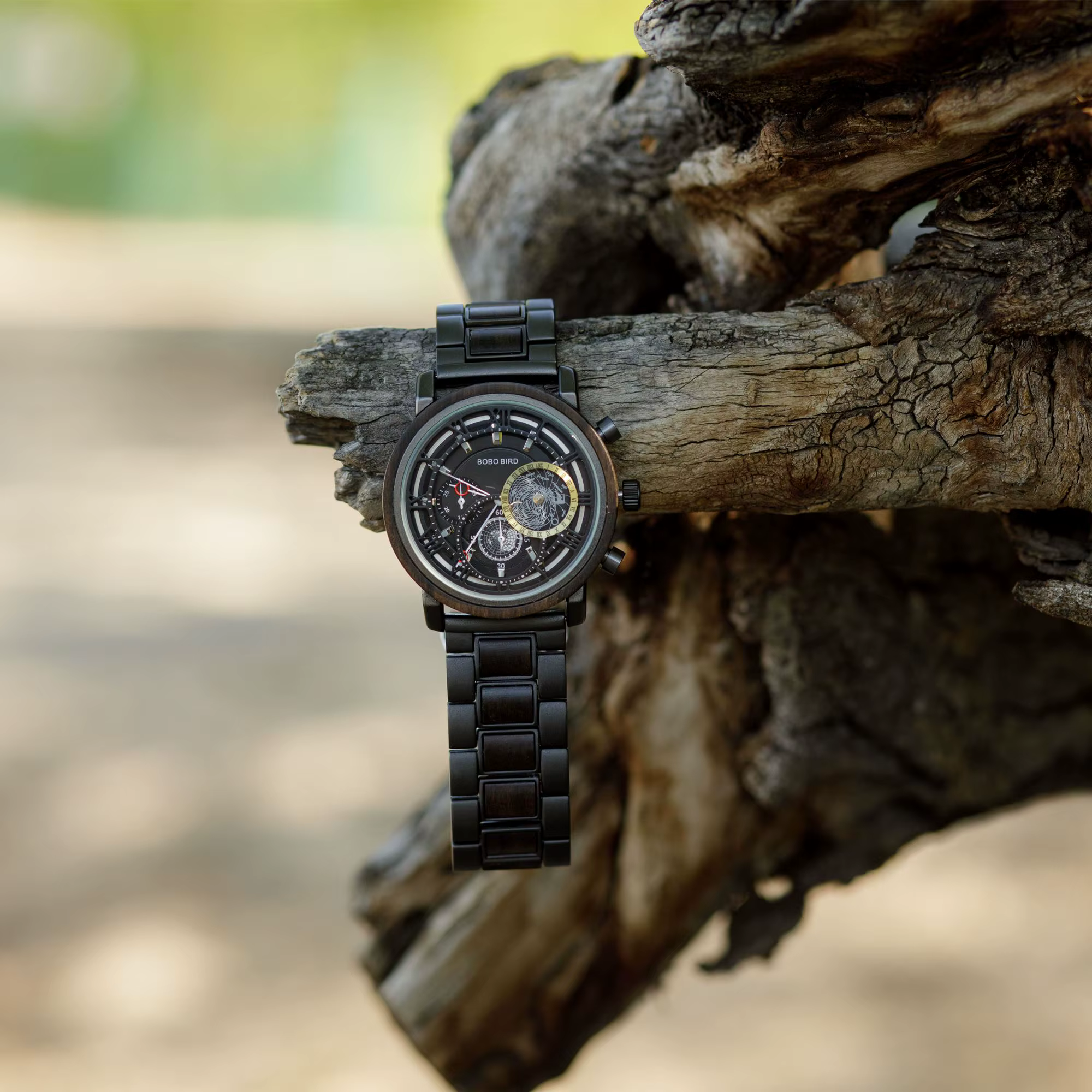 BOBO BIRD-Montre-bracelet militaire en bois pour homme