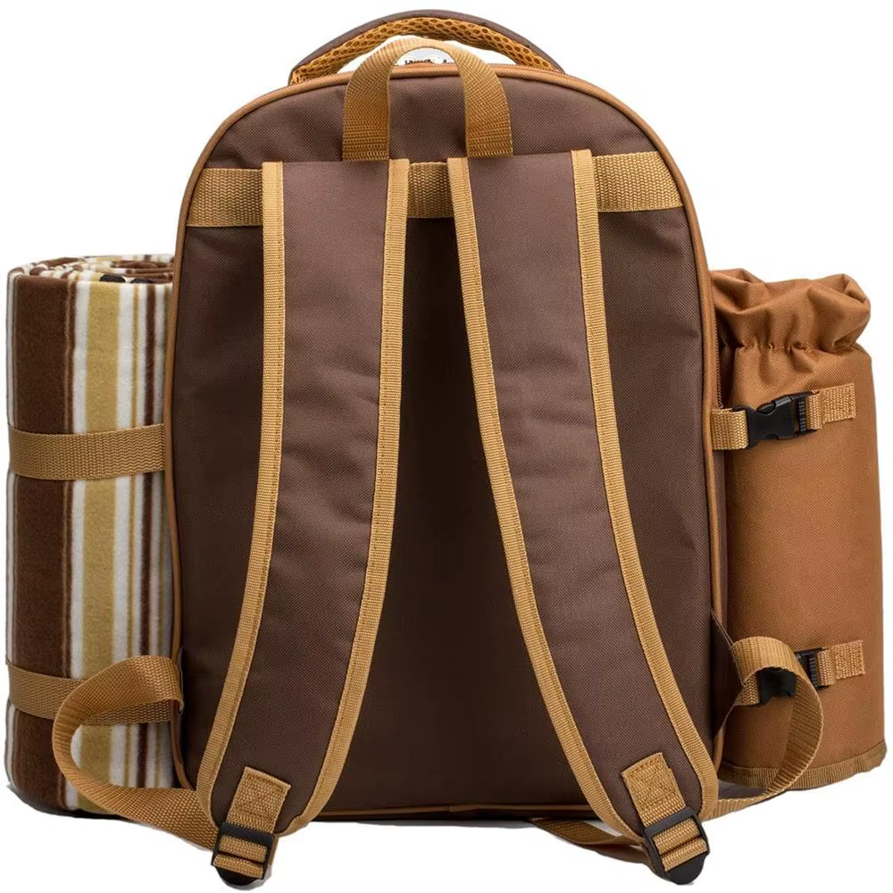 Ensemble de sacs de vaisselle de pique-nique, isolation thermique portable extérieure, stockage à froid, camping pour 4 personnes, sac à dos de pique-nique à double épaule