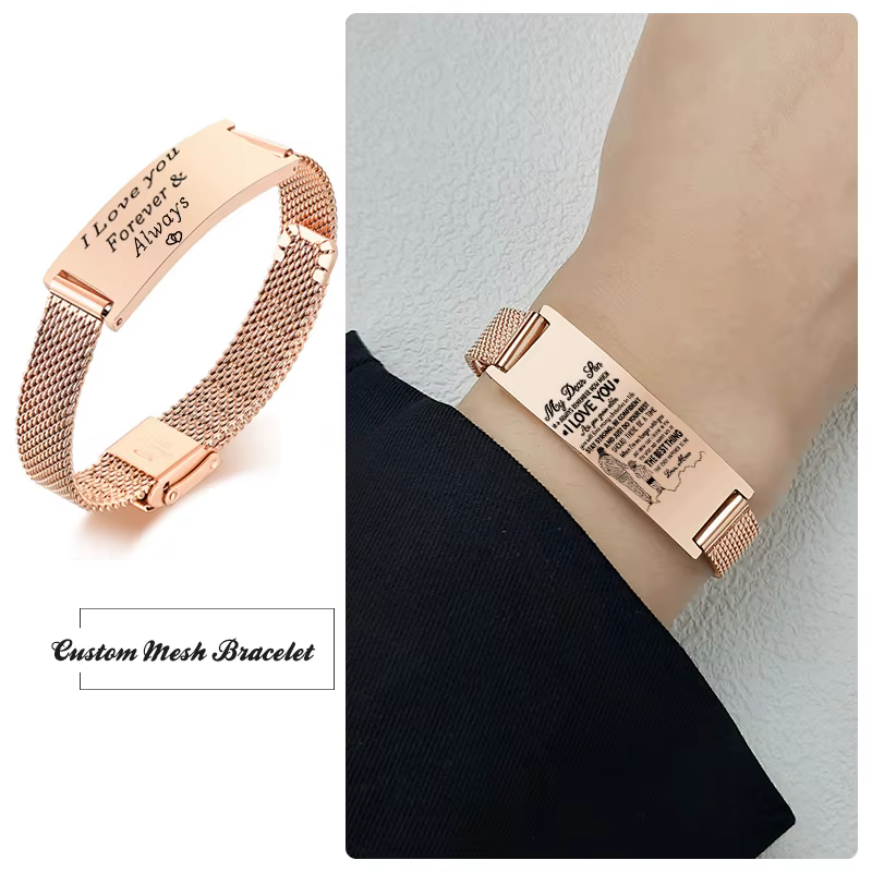 Bracelet Personnalisé en Maille Or Rose pour Homme et Femme