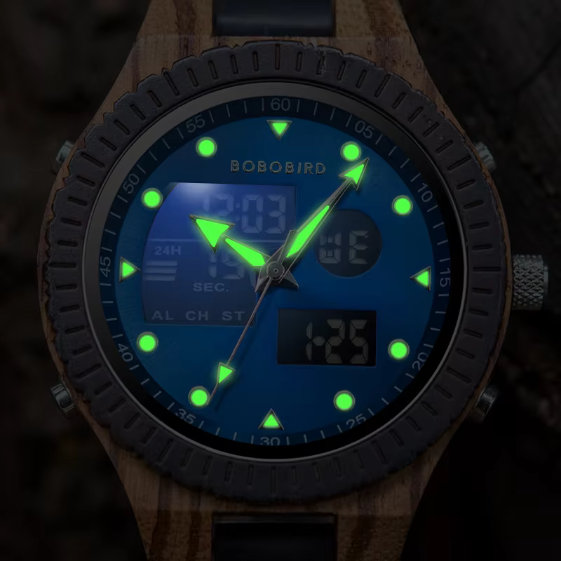 Quarzt numérique double affichage BOBO BIRD montre en bois main lumineuse mode nouveau Design