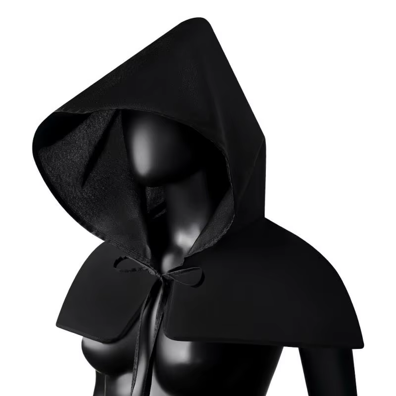 Cape courte pour Cosplay Halloween, accessoire Cosplay, déguisement de sorcière, unisexe, chapeau de la pandémie, oiseau médiéval, coiffure de Cosplay, châle noir à lacets