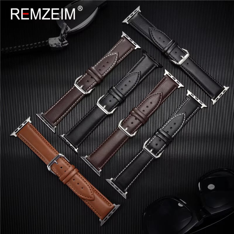 Bracelet de montre en cuir véritable de veau 38mm 40mm 41mm pour iwatch 8 7 6 5 4 3 SE remplacer