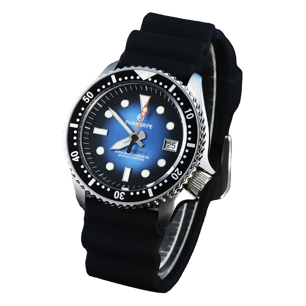 Montre de plongée pour homme avec cadran bleu éclaté