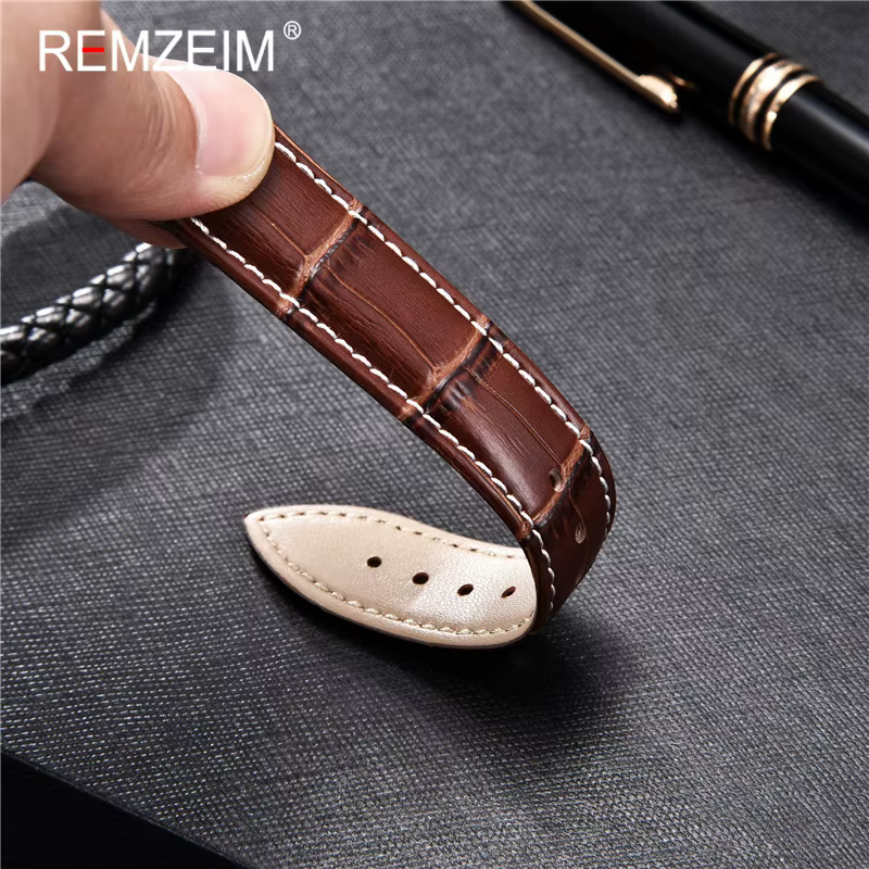 Bracelet de montre en cuir de veau pour hommes et femmes