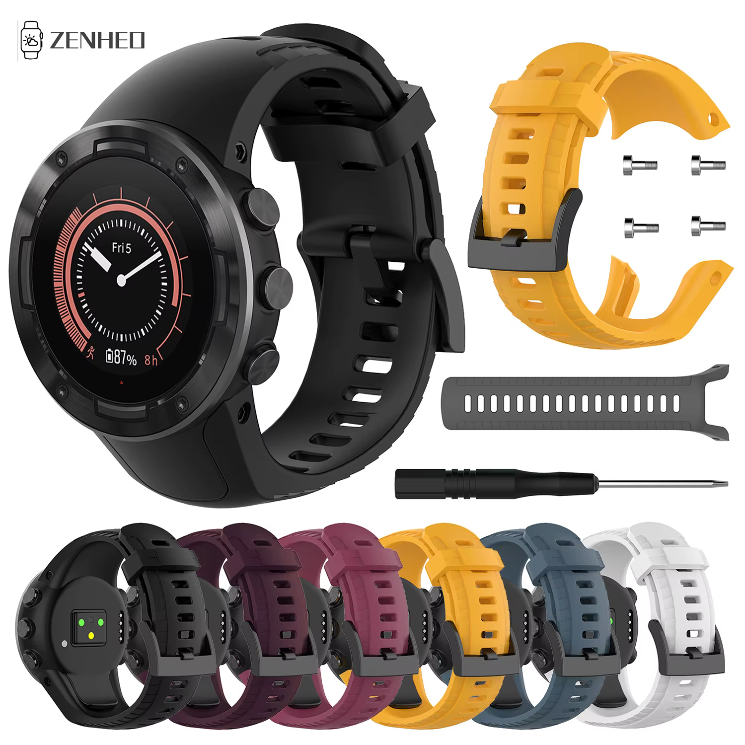 Bracelet de montre en silicone pour bracelet de montre intelligent Suunto 5
