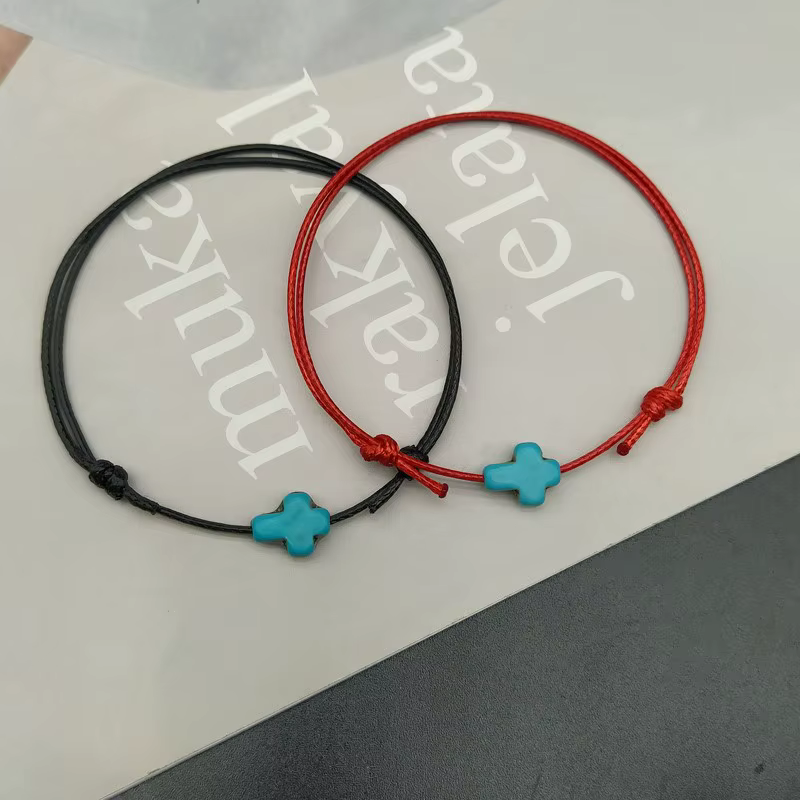 2 pièces Bracelet de bénédiction fait à la main, cordon noir et rouge, corde de cire, Bracelets de Couple, cadeau pour femmes et hommes, vente en gros, livraison directe
